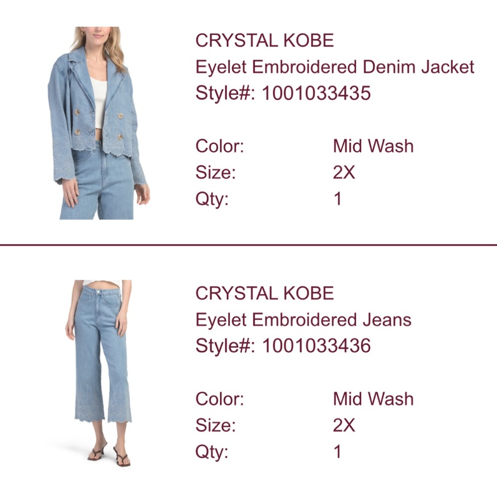 Crystal Kobe Mid Wash Eyelet Embroidered Cropped Jeans